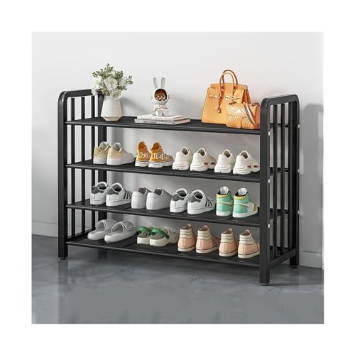 Schuhregal aus Metallgeflecht für den 5-stöckigen Schuhständer mit platzsparendem Design für Wohnzimmer, Schrank, freistehendes Schuhregal in Schwarz/Gold Schuhregal aus Metallgeflecht für den 5-stöckigen Schuhständer mit platzsparendem Design für Wohnzimmer, Schrank, freistehendes Schuhregal in Schwarz/Gold von Generisch