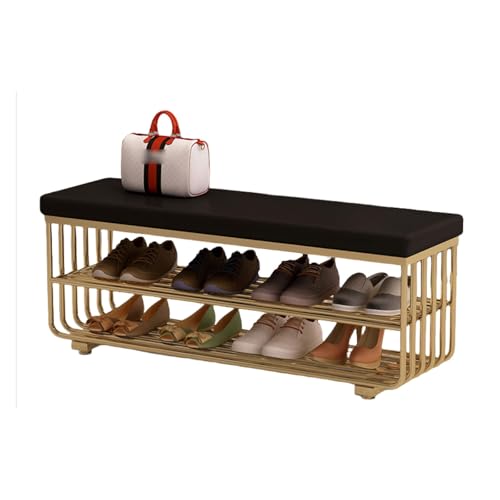 Schuhregal mit 2 Ebenen, mit bequemem Kissen, Metall-Schuhregal, Organizer für Flur, Schlafzimmer oder Balkon, atmungsaktiv und leicht zu bewegen Schuhregal mit 2 Ebenen, mit bequemem Kissen, Metall-Schuhregal, Organizer für Flur, Schlafzimmer oder Balkon, atmungsaktiv und leicht zu bewegen von Generisch