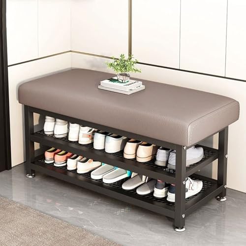 Schuhregal mit 2 Etagen und Kissen und Metallfuß für Schlafzimmer und Eingangsbereich, ideal für Wohnzimmer und Flur von Generisch