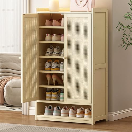 Schuhregal mit 2 Türen, Schuhregal aus Holz, für 28 Paare, Eingangsbereich, Flurmöbel, stilvolles Schuhregal für Wohnzimmer, platzsparendes Design Schuhregal mit 2 Türen, Schuhregal aus Holz, für 28 Paare, Eingangsbereich, Flurmöbel, stilvolles Schuhregal für Wohnzimmer, platzsparendes Design von Generisch