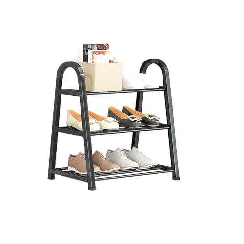 Schuhregal mit 3 Etagen, für kleine Eingänge, Flure und Schränke, schmales Design (45 x 29 x 58 cm), Schwarz von Generisch