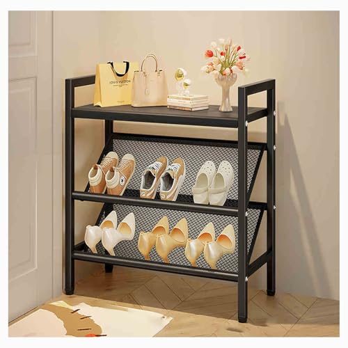 Schuhregal mit 3 Etagen, offenes Stauraum, großes Fassungsvermögen, oberes Regal für zusätzlichen Stauraum, stilvolles schwarzes Design, 50 cm, perfekt für Hauseingang oder Schrank Schuhregal mit 3 Etagen, offenes Stauraum, großes Fassungsvermögen, oberes Regal für zusätzlichen Stauraum, stilvolles schwarzes Design, 50 cm, perfekt für Hauseingang oder Schrank von Generisch
