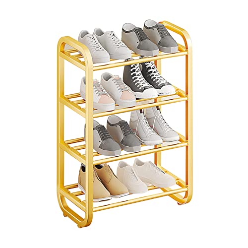 Schuhregal mit 4 Etagen, einfache Montage, stapelbares Schuhregal für Eingangsbereich, Schrank, Garage, Schlafzimmer, hält 8 12 Paar Schuhe, freistehend, stilvoll, goldfarben, kompakt Schuhregal mit 4 Etagen, einfache Montage, stapelbares Schuhregal für Eingangsbereich, Schrank, Garage, Schlafzimmer, hält 8 12 Paar Schuhe, freistehend, stilvoll, goldfarben, kompakt von Generisch