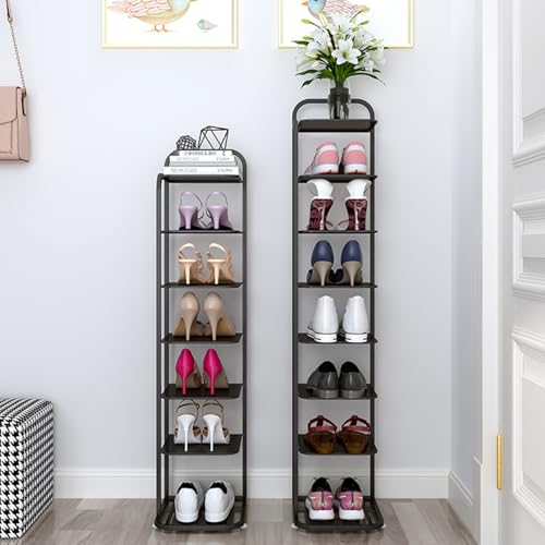 Schuhregal mit 5–10 Ebenen, hoch, schmal, Metall-Eckregal, freistehend, vertikal, Schuhregal, Schrank für Eingangsbereich und Schlafzimmer Schuhregal mit 5–10 Ebenen, hoch, schmal, Metall-Eckregal, freistehend, vertikal, Schuhregal, Schrank für Eingangsbereich und Schlafzimmer von Generisch