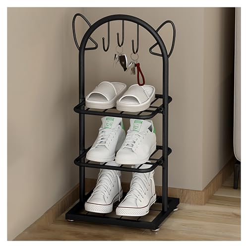 Schuhregal mit Katzenohren – schmal, freistehend, Metall, 3 Ebenen, vertikale Aufbewahrung für Flur und Außenbereich, schlankes Design, schwarz, perfekt für kleine Räume Schuhregal mit Katzenohren – schmal, freistehend, Metall, 3 Ebenen, vertikale Aufbewahrung für Flur und Außenbereich, schlankes Design, schwarz, perfekt für kleine Räume von Generisch