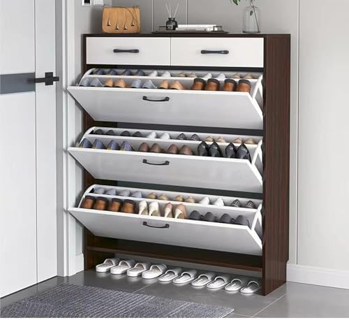 Schuhschrank – Kippeimer Schuhregal mit 3 Klappschubladen, 3-stöckig, verdeckte Aufbewahrung für den Eingangsbereich, platzsparendes Design von Generisch
