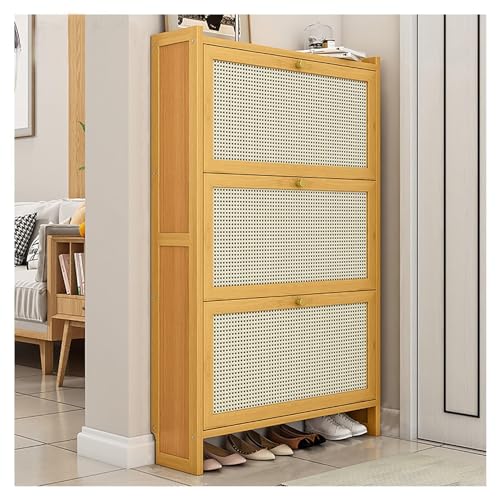 Schuhschrank Organizer aus Holz, freistehendes Schuhregal mit verstecktem Stauraum, 2 Ebenen, schlankes Design für Eingangsbereich und Flur von Generisch