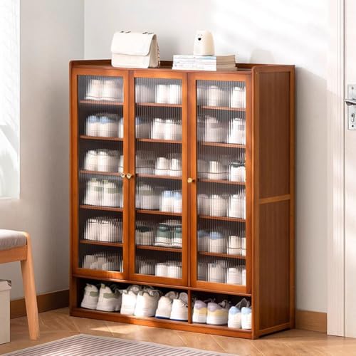 Schuhschrank aus Bambus, freistehend, mit Arbeitsplatte, leicht zu reinigen, ideal für die Aufbewahrung zu Hause von Generisch
