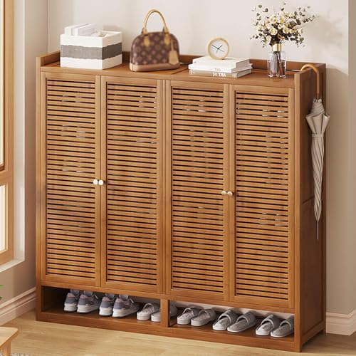 Schuhschrank aus Bambus, freistehend, mit Lamellentüren für Eingangsbereich, Flur, Schrank oder Schlafzimmer, modernes Design von Generisch