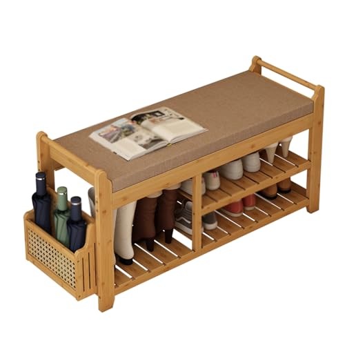 Schuhschrank für den Eingangsbereich mit abnehmbarem, waschbarem Kissen, doppellagiger Stauraum und Seitenschiene, platzsparendes Design, trägt bis zu 100 kg Schuhschrank für den Eingangsbereich mit abnehmbarem, waschbarem Kissen, doppellagiger Stauraum und Seitenschiene, platzsparendes Design, trägt bis zu 100 kg von Generisch
