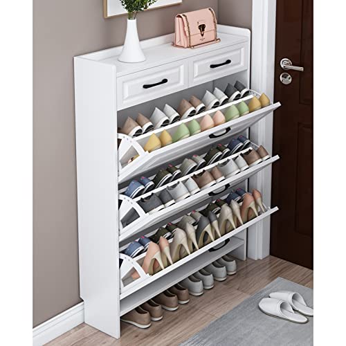 Schuhschrank mit 2 Schubladen, 3-stöckiger Schuhaufbewahrungs-Organizer, ausziehbares Regal, Luftloch-Design für Zuhause, Flur und Schlafzimmer, Weiß von Generisch