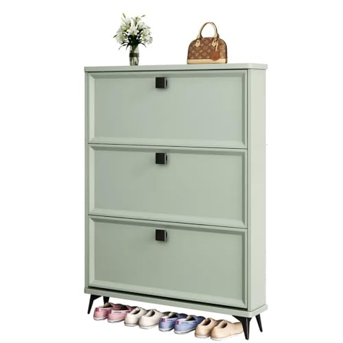 Schuhschrank mit 3 Klappschubladen – schmales freistehendes Aufbewahrungsregal für Eingangsbereich, Flur, Schrank – verstecktes schmales Design (50 x 26 x 118 cm) von Generisch