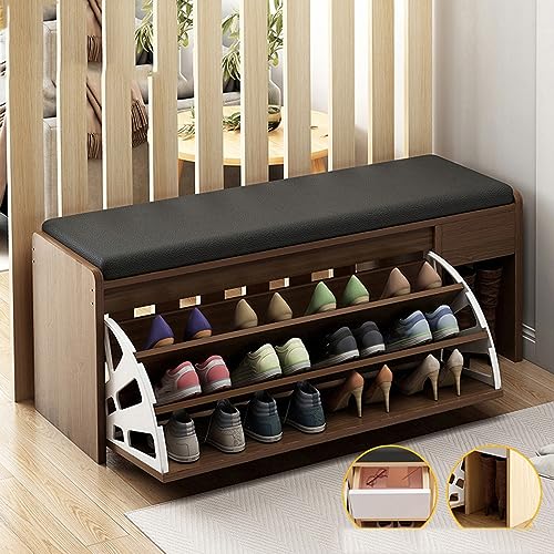 Schuhschrank mit Stauraum oben und versteckter Schublade, freistehendes Schuhregal aus Holz für Eingangsbereich, Wohnzimmer, Flur, Wohnungsorganisation von Generisch