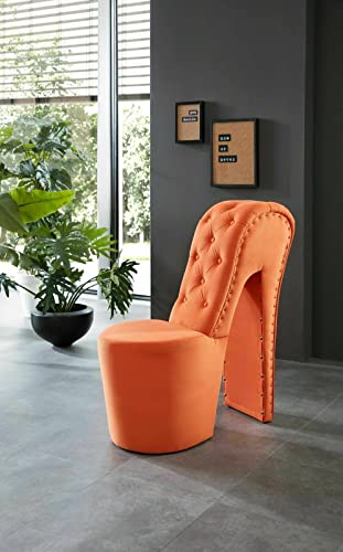 generisch Schuhsessel Retro-Look Knopfsteppung Sessel Stuhl High Heel (Trinity orange 17) von generisch