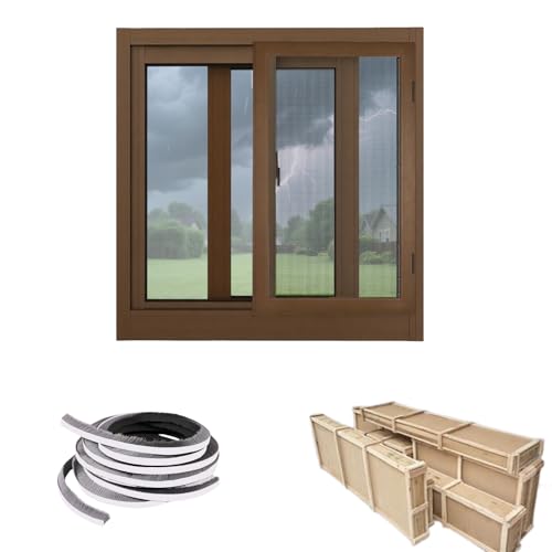 Schuppenfenster, Aluminium Schiebefenster, Bündig Montiertes Fenster Mückengitter Fenster Für Spielhäuser, Schuppen, Garage Und Hühnerställe(Brown,66x28cm) von Generisch