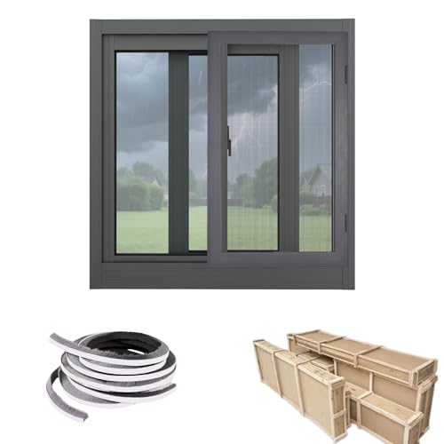Schuppenfenster, Aluminium Schiebefenster, Bündig Montiertes Fenster Mückengitter Fenster Für Spielhäuser, Schuppen, Garage Und Hühnerställe(Dark gray,56x45cm) von Generisch