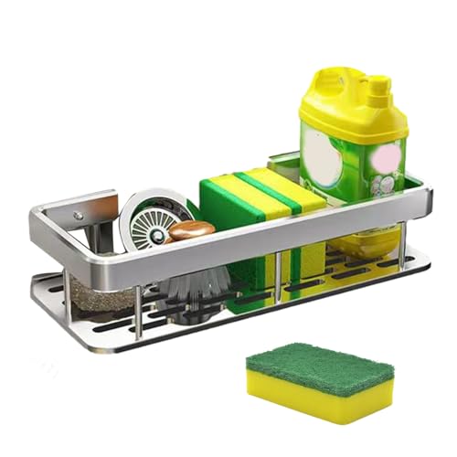Schwammhalter für Küchenspüle, kein Stanzen, Organizer mit Abtropfgestell-Design, platzsparendes Küchenzubehör für Schwämme, Tücher und Reinigungswerkzeuge, geeignet für Badezimmer und Badezimmer von Generisch