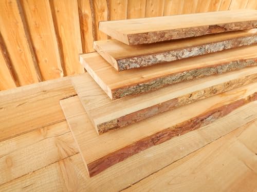 Schwartenbrett Lärche 120 cm / 1,2 m unbesäumt rustikal Deko Zaun retro Brett Bohle 6 Stück von Generisch