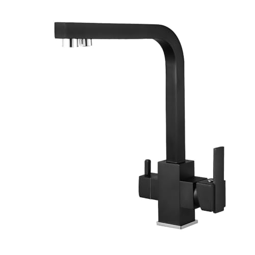 Schwarz Küchenarmatur mit 360° Drehung 3-in-1 Wasserfilter Wasserhahn Heiß & Kalt Mischer für Spüle Modern Schwarz Gefiltertes Trinkwasser Zubehör Schwarz Küchenarmatur mit 360° Drehung 3-in-1 Wasserfilter Wasserhahn Heiß & Kalt Mischer für Spüle Modern Schwarz Gefiltertes Trinkwasser Zubehör von Generisch