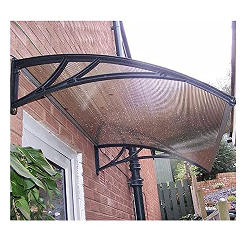 Schwarz Outdoor Terrassenüberdachung mit Echtglasabdeckung, Haustür Eingang Markise, 80x120cm wetterfester Unterstand für Eingang, Veranda und Garten von Generisch