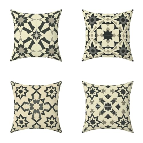 Schwarz Und Weiß Kissenbezug 70X70CM 4er Set Outdoor Kissen Sofakissen Stern Wetterfest Quadrat Leinen Dekokissen mit Verdecktem Zip Voll Waschbar, Sofa Schlafzimmer Garten Balkon Dekoration 6-99374 Schwarz Und Weiß Kissenbezug 70X70CM 4er Set Outdoor Kissen Sofakissen Stern Wetterfest Quadrat Leinen Dekokissen mit Verdecktem Zip Voll Waschbar, Sofa Schlafzimmer Garten Balkon Dekoration 6-99374 von Generisch