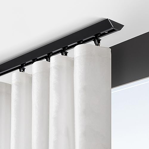 Schwarze Aluminium-Deckenvorhangschiene – Wand- und Deckenmontage mit leisen Rollen – gerade Vorhangstange für Raumteiler und Duschvorhänge – einfach zu installieren Schwarze Aluminium-Deckenvorhangschiene – Wand- und Deckenmontage mit leisen Rollen – gerade Vorhangstange für Raumteiler und Duschvorhänge – einfach zu installieren von Generisch