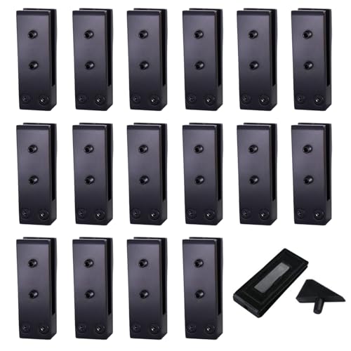 Schwarze Edelstahl-Glasgeländerklemmen – 304 Pool-Zaunpfostenstützen für 10 mm-12 mm Glas – 16 Stück stilvolle und sichere Sicherheitslösung von Generisch