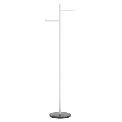 Schwarze Garderobenleiste aus Metall für Mäntel, Hüte und Taschen, Eingangsbereich, Flur, Schlafzimmer, Büro mit stabilem Marmorsockel (Farbe: Weiß, Größe: A) von Generisch