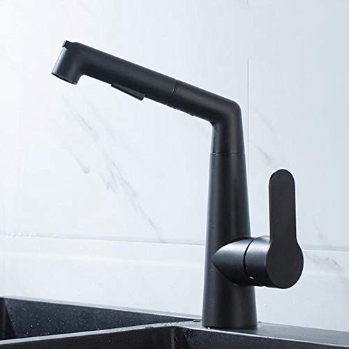 Schwarze Küchenarmatur mit herausziehbarem Sprüher, drehbar für heißes und kaltes Wasser, 2 Modi, Einloch-Design, kompatibel mit Küchenspüle, Chrom-Finish Schwarze Küchenarmatur mit herausziehbarem Sprüher, drehbar für heißes und kaltes Wasser, 2 Modi, Einloch-Design, kompatibel mit Küchenspüle, Chrom-Finish von Generisch