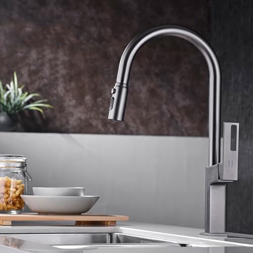 Schwarze Küchenarmatur mit herausziehbarem Sprühgerät, 3 Sprühmodi, 360° schwenkbarer Hochbogen-Mischbatterie, heißes und kaltes Wasser, modernes Design für Küchenspüle Schwarze Küchenarmatur mit herausziehbarem Sprühgerät, 3 Sprühmodi, 360° schwenkbarer Hochbogen-Mischbatterie, heißes und kaltes Wasser, modernes Design für Küchenspüle von Generisch