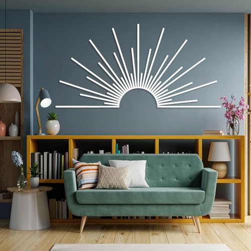 Schwarze Metall Wanddeko Sonnenschein Akzent, Metall Wanddeko Schwarz Strandstil, Wand Deko Wohnzimmer Metallbilder für Wanddekoration Wohnzimmer, Schlafzimmer, Flur und Treppe, Natur-Wohndekor (Wh von Generisch