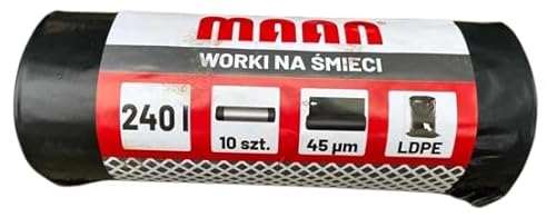 Schwarze Müllsäcke, Müllbeutel, Mülltüte, Abfallsäcke 160L, 240L, 300L Bauschuttsack extra Stark 10 Stück Foliendicke: 45μm LDPE (Müllsäcke 240 Liter) von Generisch