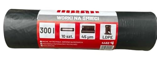 Schwarze Müllsäcke, Müllbeutel, Mülltüte, Abfallsäcke 160L, 240L, 300L Bauschuttsack extra Stark 10 Stück Foliendicke: 45μm LDPE (Müllsäcke 300 Liter) von Generisch