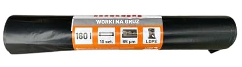 Schwarze Müllsäcke, Müllbeutel, Mülltüte, Abfallsäcke 160L, 240L, 300L Bauschuttsack extra Stark 10 Stück Foliendicke: 65 μm (Bauschuttsack 160 Liter) von Generisch