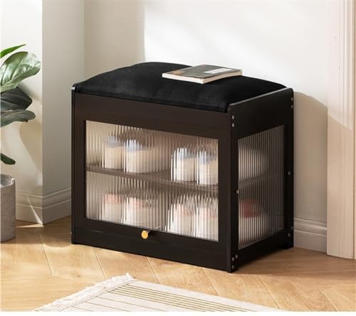 Schwarzer Bambus Schuhregal Hocker Moderne Schuhaufbewahrung Bank mit Kissen Eingang Utility Stilvolle Wickelschuhe Schrank Kompaktes platzsparendes Regal für kleine Eingänge Schwarzer Bambus Schuhregal Hocker Moderne Schuhaufbewahrung Bank mit Kissen Eingang Utility Stilvolle Wickelschuhe Schrank Kompaktes platzsparendes Regal für kleine Eingänge von Generisch