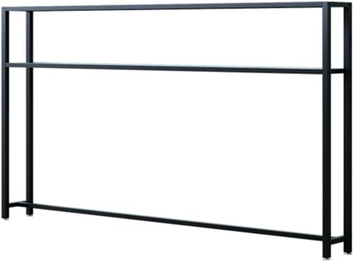 Schwarzer Korridor-Konsolentisch – Eisenaufbewahrungseinheit von Wand bis Decke, schmales Regal für Wohnzimmer, Sofa, hoher Flurtisch (Größe:100 x 15 x 102 cm) von Generisch