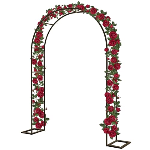 Schwarzer Metall-Gartenbogen, 2 m - 2,3 m, Rankhilfe für Kletterpflanzen, Hochzeitspergola, Outdoor-Gartenlaube für Rosen, Grünpflanzen, langlebige Outdoor-Dekoration von Generisch
