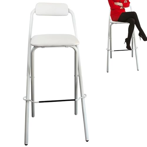 Schwarzer klappbarer Barhocker für Erwachsene – bequemer gepolsterter Frühstücksstuhl mit Rückenlehne, tragbarer Hochstuhl für Küche, Büro, Garten, Picknick – 1 Stück von Generisch