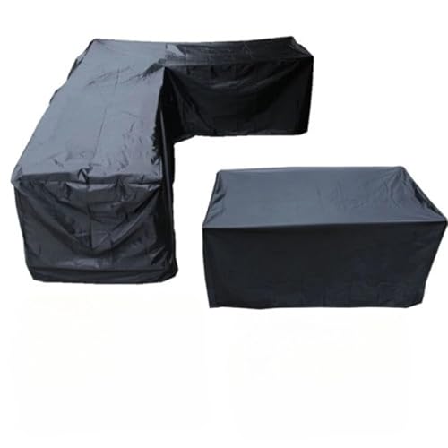 Schwarzes 2-teiliges Gartenmöbel-Abdeckungs-Set, 200 x 270 x 82 cm, L-förmiges Sofa + 155 x 95 x 68 cm, rechteckige Tischdecke Schwarzes 2-teiliges Gartenmöbel-Abdeckungs-Set, 200 x 270 x 82 cm, L-förmiges Sofa + 155 x 95 x 68 cm, rechteckige Tischdecke von Generisch