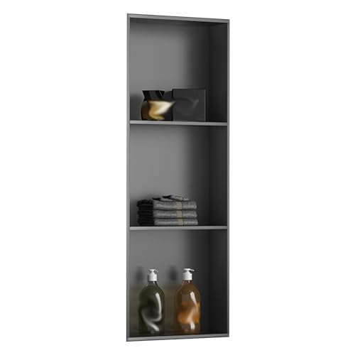 Schwarzes Edelstahl-Duschregal – wasserdicht, kratzfest, Einbaulösung für Badezimmer, Aufbewahrungslösung, Metall-Trennwand für Dusche und Küche (35 x 100 cm) von Generisch