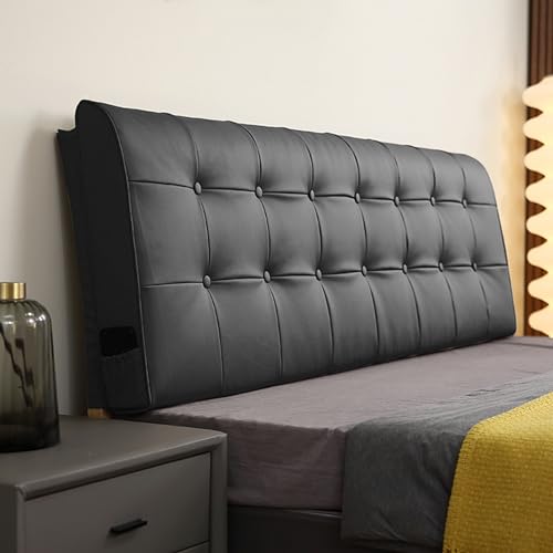 Schwarzes Kopfteilkissen aus Kunstleder, zur Wandmontage, mit Knöpfen getuftetes Kissen für Doppel-/Queensize-Bett, Lendenwirbelstütze, Rückenlehne für Schlafzimmer, Schlafsaal, Tagesbett – 150 cm Schwarzes Kopfteilkissen aus Kunstleder, zur Wandmontage, mit Knöpfen getuftetes Kissen für Doppel-/Queensize-Bett, Lendenwirbelstütze, Rückenlehne für Schlafzimmer, Schlafsaal, Tagesbett – 150 cm von Generisch