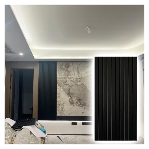 Schwarzes PVC-Wandpaneel Für TV-Hintergrund, Selbstklebende Holzfurnierplatten – Abziehbare Und Aufklebbare Wandfliesen – Dekorative Akustische Wandverkleidung(40pcs(14.4㎡)) von Generisch