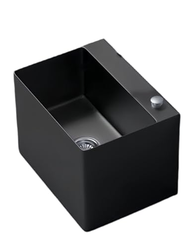 Schwarzes Spülbecken aus Edelstahl 304: Kommerzielles Wischbecken ohne Fingerabdrücke for Krankenhäuser/Haushalte mit Ein-Klick-Entwässerung(60x40x40cm/23.6x15.7x15.7in) von Generisch