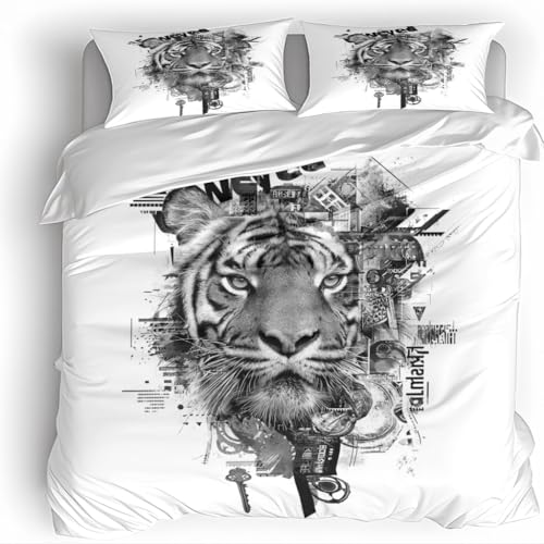 Schwarzweißer Tiger Bettwäsche 135X200Cm Kinder Junge Mädchen 3D Effekt Bettbezug Jugendliche Bettwäsche-Set Mikrofaser Bettbezug Mit Reißverschluss Und 2 Kissenbezug 80X80Cm Schwarzweißer Tiger Bettwäsche 135X200Cm Kinder Junge Mädchen 3D Effekt Bettbezug Jugendliche Bettwäsche-Set Mikrofaser Bettbezug Mit Reißverschluss Und 2 Kissenbezug 80X80Cm von Generisch