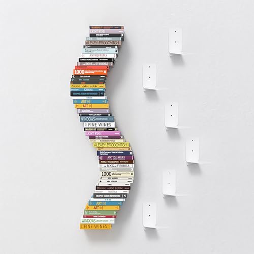 Schwebende Bücherregale, Wandhalterung, unsichtbarer Bücherturm, platzsparend, Metall, offenes Regalsystem für Zuhause und Büro, stilvolles weißes Design von Generisch