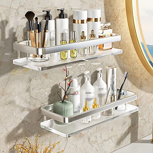 Schwebende Duschablage - Transparente Acryl Wandregale mit Handtuchhalter, Multifunktionale Aufbewahrung für Bad und Küche von Generisch