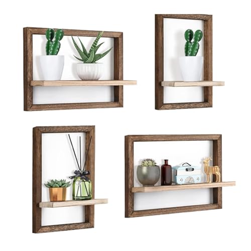 Schwebende Regale – Quadratische schwebende Regale | Wandmontierte schwebende Regale | Schweberegale aus Holz | Würfel-Wandregale | Geometrisches Design Schweberegale für Zuhause, Wohnzimmer- von Generisch