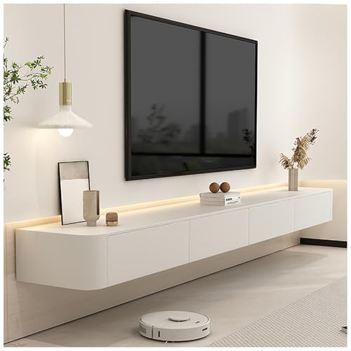 Schwebende TV-Konsole, Wandhalterung, Regal mit Kabelmanagement und reichlich Stauraum, platzsparendes Design für jeden Raum, Schwarz (140 x 24 x 20 cm) von Generisch