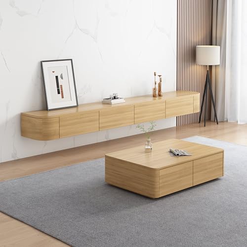 Schwebende TV-Konsole Multimedia Wohnwand Großer TV-Aufbewahrungsschrank mit Schubladen & Router-Halter Holz Lowboard für Wohnzimmer 300 x 20 x 24 cm Schwebende TV-Konsole Multimedia Wohnwand Großer TV-Aufbewahrungsschrank mit Schubladen & Router-Halter Holz Lowboard für Wohnzimmer 300 x 20 x 24 cm von Generisch