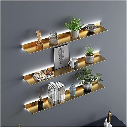 Schwebende Wandregale mit LED, Stahlplatte Wandmontiertes Lagerregal, Metallausstellungsregale für Home Office oder kommerzielle Nutzung Schwebende Wandregale mit LED, Stahlplatte Wandmontiertes Lagerregal, Metallausstellungsregale für Home Office oder kommerzielle Nutzung von Generisch